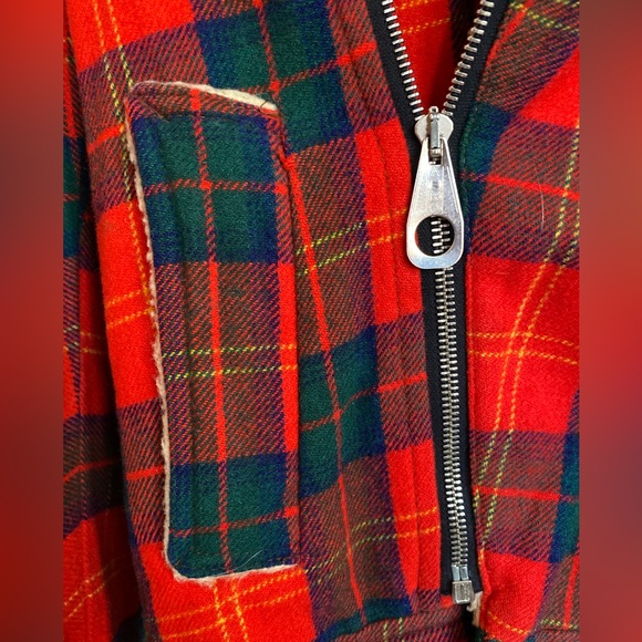 Vintage Plaid Sherpa Punk Jacket 6/M Reti of Melbourne True Wool red blue green - Picture 5 of 11